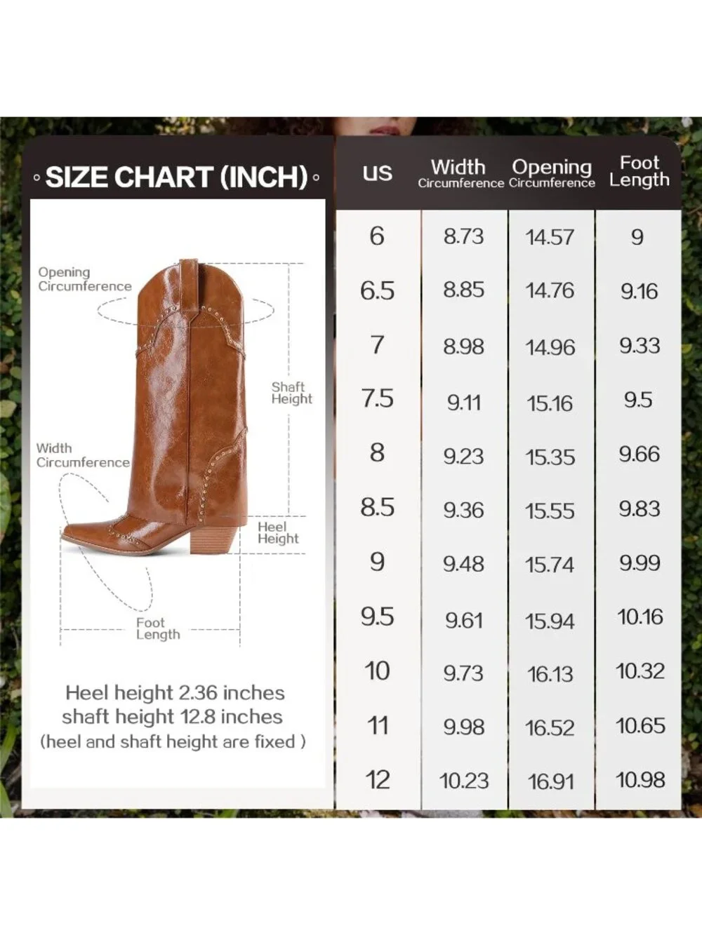 Women's Brown Patent Chunky Heel Snip Toe Fold Over Cowgirl Knee High Shark Boot